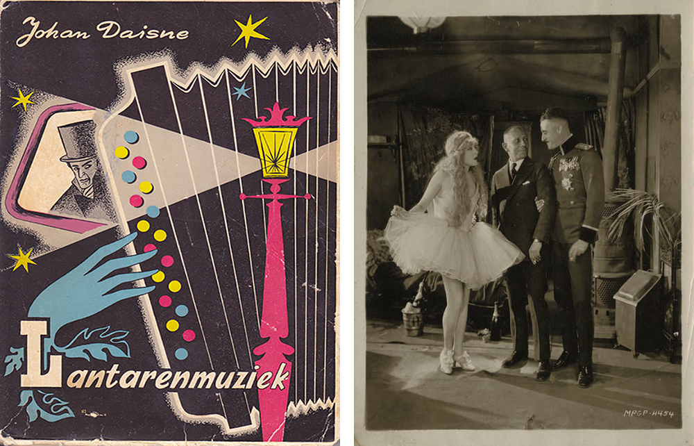 (1) Cover van Johan Daisnes Lantarenmuziek (1957) | (2) Promotiestill van Merry Widow (Erich von Stroheim, 1925)