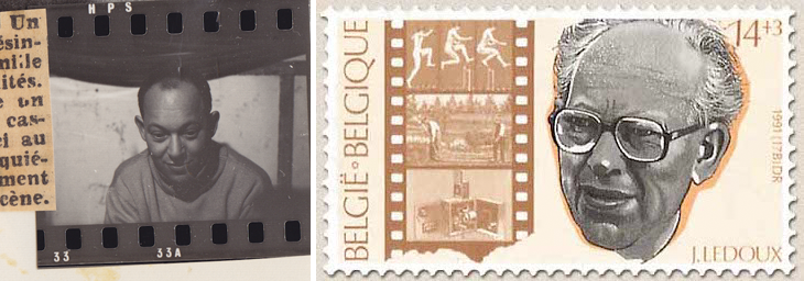(2) Contactafdruk van de originele negatieven van La jetée (Chris Marker, 1962) | (3) Belgische postzegel met afbeelding van Jacques Ledoux
